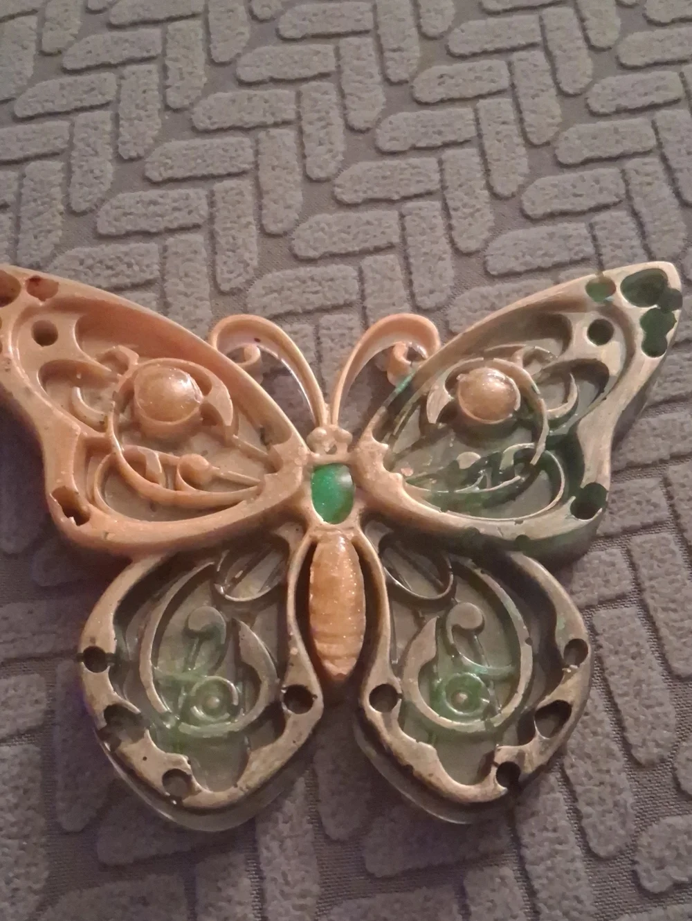 Handmade Bronze and Green Butterfly Wall Plaques